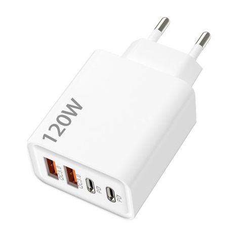 120-W-PD-Schnellladegerät mit 4 USB-Typ-C-Anschlüssen – EU, Mehrfachanschluss, Weiß (1/4)