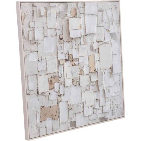 Cuadro pintado a mano con marco de madera blanco nieve 103x4x103h cm (1/5)