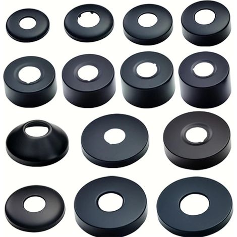 Lot de 2 rosace robinet noir de Ø 26 mm (3/4") - cache tuyau en acier inoxydable,rosace mitigeur douche,rosace radiateur - rosace pour robinets de douche,robinets,radiateurs(noir, 80 x 30) (1/5)