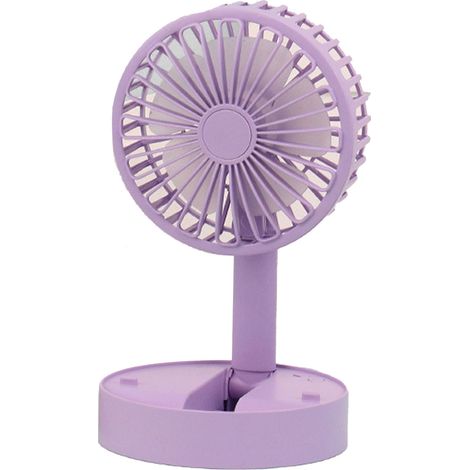 Ventilateur de bureau pliable, silencieux et puissant, compact, sur pied, à trois vitesses, violet. (1/3)