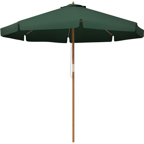 Parasol en bois – Système de poulie – 8 tiges bambou – Ø325 x 250 cm – Pour terrasse/balcon végétalisé