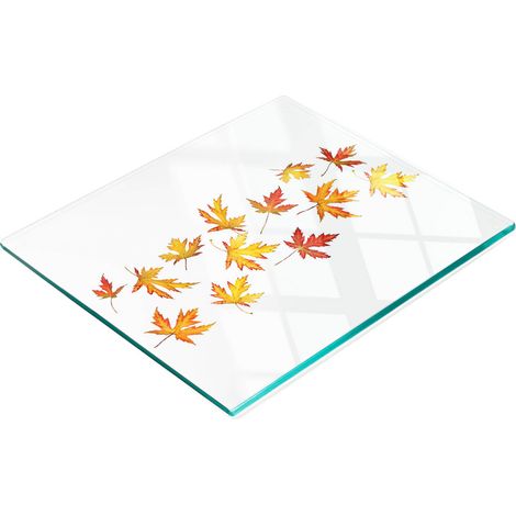 Tabla decorativa de cristal para servir aperitivos, diseño de hojas de otoño, 60 x 52 cm. (1/5)