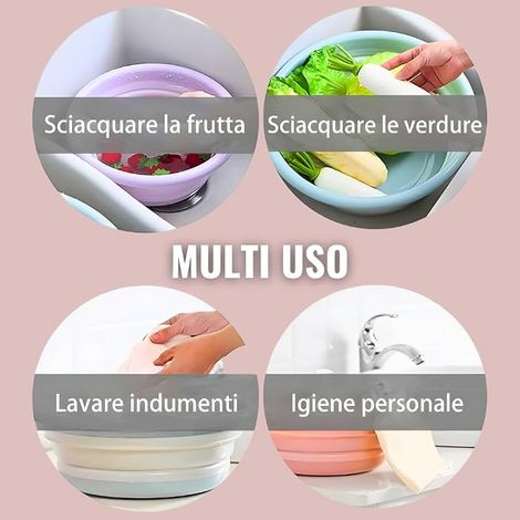 Bassine Pliable, Bassine Plastique (31cm, Violette) Panier Linge Pliable, Petite Bassine, Bol Pliable, Utile dans la Salle de Bains, Cuisine, Jardin, Camping, en Caoutchouc thermostatique (1/3)