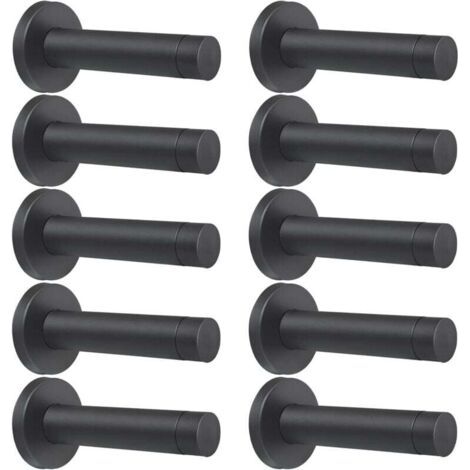 Un ensemble de 10 butées de porte robustes de 9 cm en acier inoxydable 304 avec pieds en caoutchouc, fixables au mur, avec fonctions de réduction du bruit et de protection, noir mat.