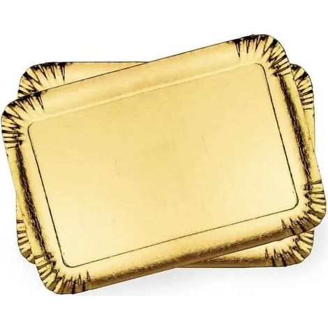 Lot de 25 Plateaux Traiteur Carton Résistant Or Noir 25x34cm Usage Professionnel (1/5)