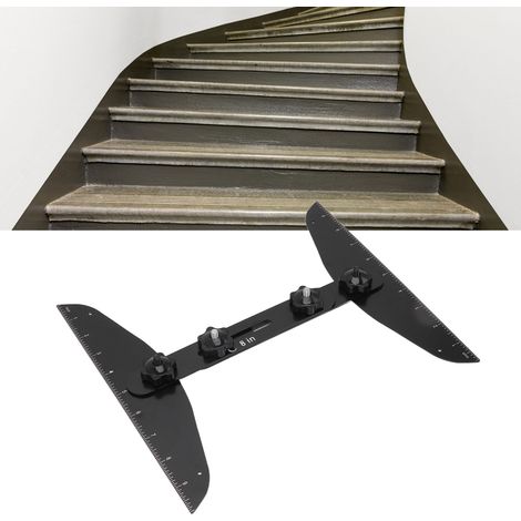 Jauge de Mesure d'Escalier en Acier Inoxydable - Précision Élevée, Résistante à la Corrosion - Outil de Mesure Facile à Utiliser - Ensemble Noir - 8, 12, 16 Pouces