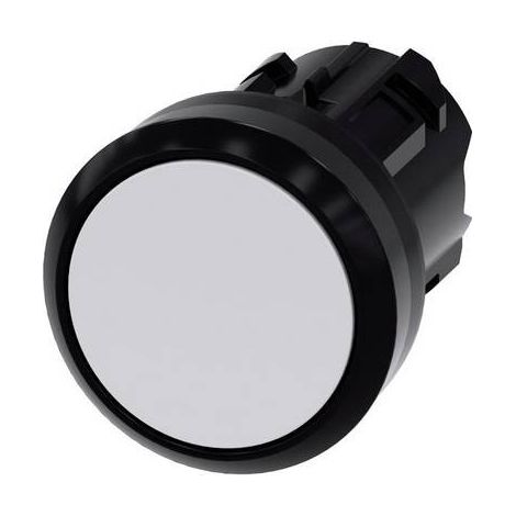 Siemens 3SU10000AA600AA0 3SU1000-0AA60-0AA0 Bouton-poussoir collerette plastique, rond bouton noir, blanc décrochage pa