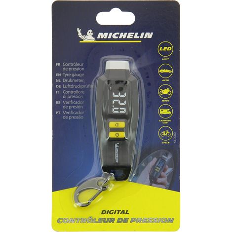 Michelin – Contrôleur de pression digital 0.05 à 7 bars – Écran LCD – Éclairage torche – Précision 0.05 bars – Pour pneus voiture et moto