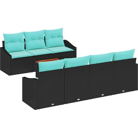 Conjunto de sofás de jardín 8 pcs Negro ratán sintético vidaXL (1/5)