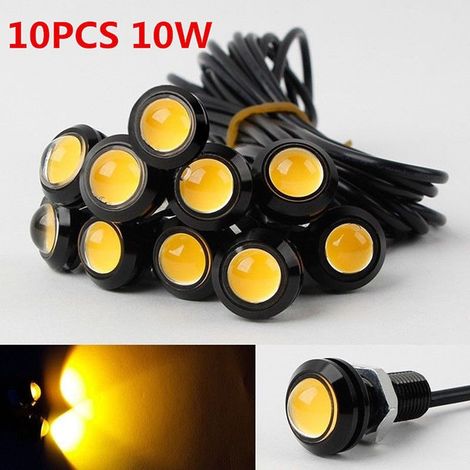 10 feux de jour auxiliaires à LED ambrées de 10 W et 18 mm, étanches, pour voitures et motos. (1/5)