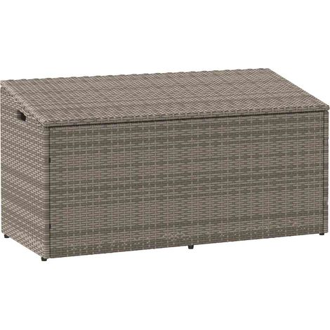 Garden Storage Box Grey 110x50x58 cm Poly Rattan vidaXL