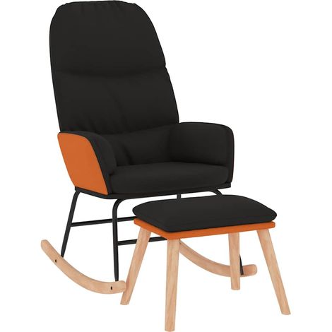 Maison Exclusive - Schaukelsessel mit Hocker Schwarz Stoff (1/5)