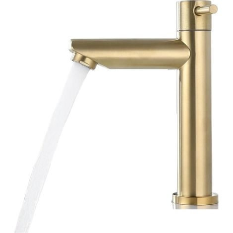 Mitigeur de lavabo SJQKA Premium Gold, acier inoxydable, toucher doux, anti-éclaboussures, installation facile - Confort et élégance pour votre salle de bain (1/5)