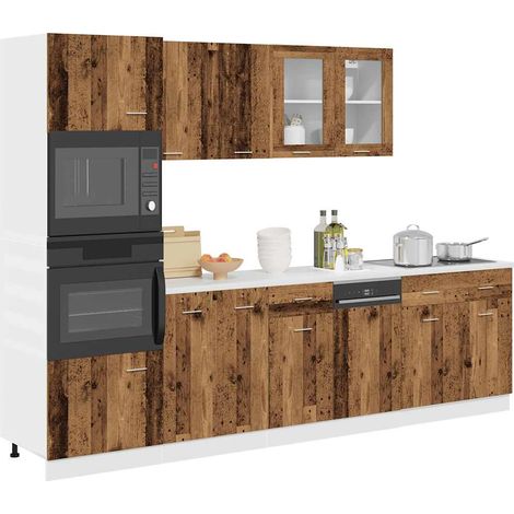 7-tlg. Küchenschrank-Set Lyon Altholz-Optik Holzwerkstoff