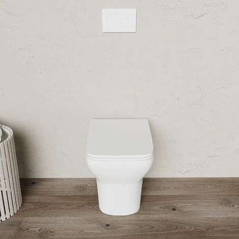Toilette encastrée sans rebord en céramique blanche polie avec siège à fermeture progressive Mod. Havana (1/5)