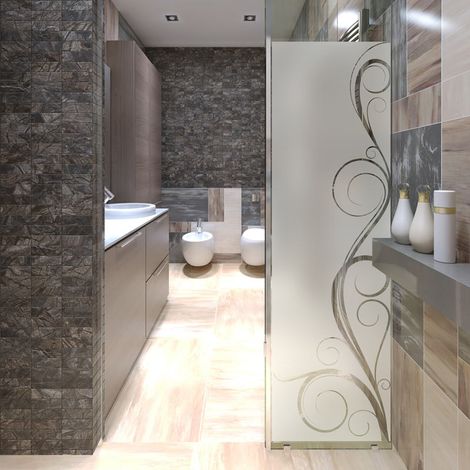 Film fenêtre brise-vue autocollant 120x35cm – Vinyle sablé satin Crystal – Pour salle de bain et porte de douche – Courbes séduisantes