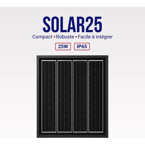 Panneau solaire monocristallin 25 W IP65 haute efficacité RE-LION FACTORY® SOLAR 25 (1/5)