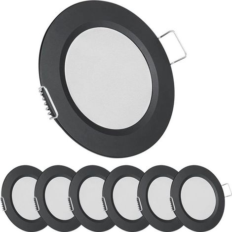 LED-Einbaustrahler – 12 V DC – 3000 K – Durchmesser 68 mm – Höhe 13 mm – Ausschnitt 57 bis 64 mm – Schutzart IP64 – 6er-Pack (1/5)