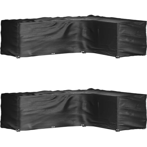Gartenmöbel-Abdeckungen in L-Form 2 Stk. 16 Ösen 260x210x80 cm