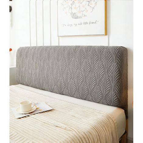 Housse Tete De Lit 180 cm, Élastique Jacquard Housse De Tete De Lit Antitaches, Gris Houssen De Protection De Tête Lavable, Extensible Headboard Cover Removable (1/5)