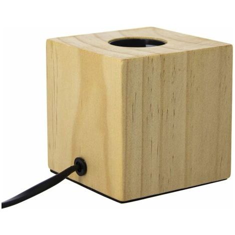 Lampe à poser en bois Cubik – Culot E27 – Dimensions 85x85x85mm – Indice IP20 pour espaces intérieurs – Compatible avec ampoules LED