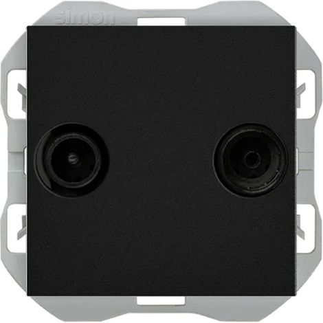 SIMON 270  Toma SIMON 270 R-TV+SAT intermedia negro mate (1/2)