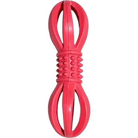 Dumbbell Rubber Jouet pour chien – Raised Particles et High Elastic – pour nettoyage des dents et Gum Massage Oral Health – Rouge (1/5)