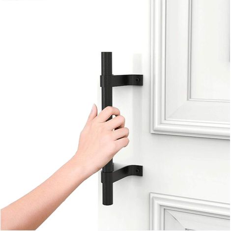 Grange porte coulissante Poignée Ensemble Antique Fonte lourd solide poignée de fer à la porte (y compris les vis) (BLACK) (1/5)
