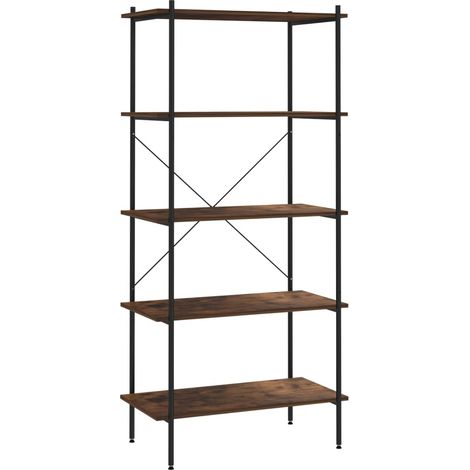 Étagère à 5 niveaux Noir et bois foncé 80x40x163 (1/5)