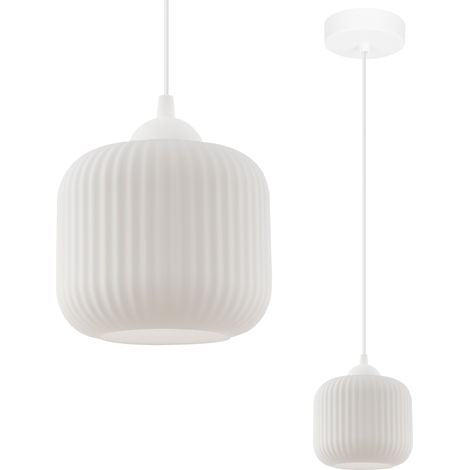 LAMPADA A SOSPENSIONE RIFFLE BIANCA 1 PARALUME CILINDRICO BIANCO PIATTO E27 (1/5)