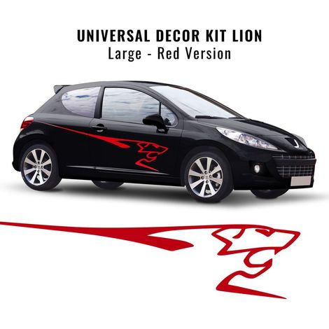 Kit Decorazione Adesiva Peugeot 207 Leone Rosso per Fiancate 200 cm - Colore: ROSSO