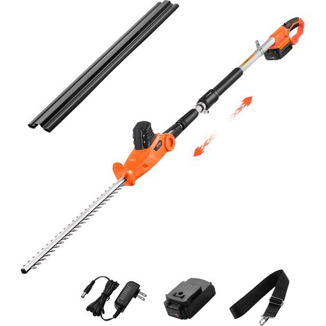 Taille-haie Électrique sans fil sur Perche Extensible 1,9-2,4 m 20 V Batterie 2 A, avec Lame 510 mm, 5 Angles Réglables 30°-150°, pour Entretien des Branches Hautes, Taillage Arbres de Jardin (1/5)
