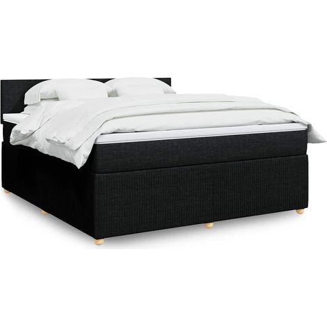 Boxspringbett mit Matratze Schwarz 180x200 cm Stoff