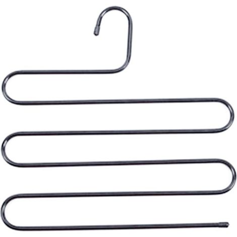 (14,17 x 14,17 pouces, lot de 2, noir) S-Type en acier inoxydable vêtements pantalons cintres placard rangement organisateur pour pantalons jeans écharpe à suspendre (1/5)
