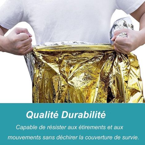 2 fischietti e 6 coperte termiche di emergenza (oro), 210 × 160 cm, riutilizzabili, di grandi dimensioni, coperte termiche, coperte di emergenza per attività all'aperto, escursionismo, allenamento (1/5)