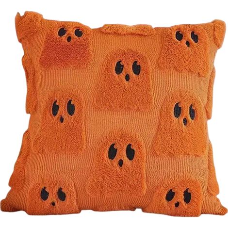 Geisterkissenbezug, lustiges Dekokissen für Halloween, Sofabezug, gruseliges Accessoire für Wohnzimmer oder Sofa, orangefarbene Saisondekoration (1/5)