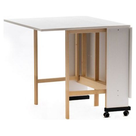 Tavolo Salvaspazio Trio Pieghevole 24x90x78 cm Bianco Frassinato