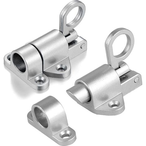 Automatique Verrou de Porte, Loquet à Ressort Loquet de Porte Verrouillage de porte à ressort Verrouillage de boulon élastique Boulon à Rebond pour les Fenêtres Portails (Silver - 2Pack) (1/5)