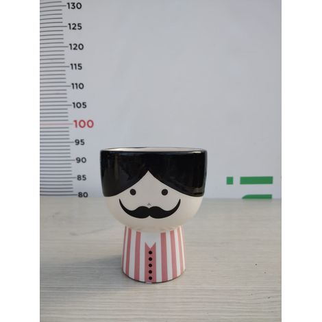 VASO D'ARREDO DECORATO SMALTATO CON BAFFI IN CERAMICA V.12 AZIENDANTICO MESTIERE