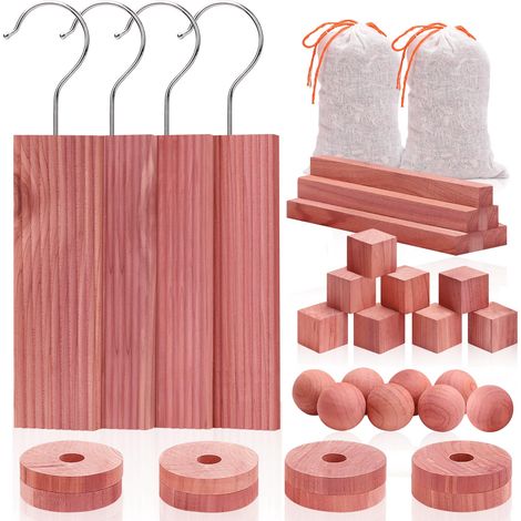 Lot de 40 blocs de cèdre pour rangement de vêtements, copeaux de cèdre pour placards et tiroirs, boules aromatiques en bois de cèdre (1/5)