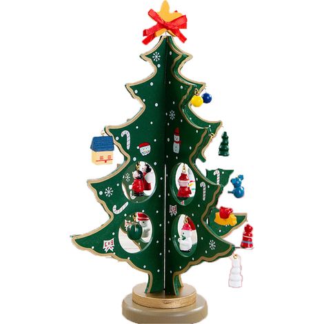 Calendrier de l'Avent - 24 décorations de sapin de Noël en bois - Décoration de table de Noël - Compte à rebours de Noël - Vert - Pour enfants (1/5)