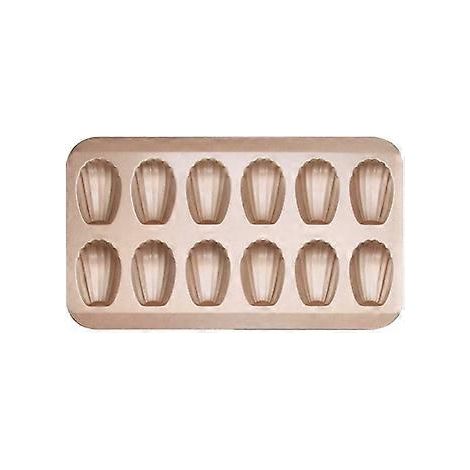 Antihaftbeschichtete Madeleine-Backform mit 12 Mulden in Kugelform (gold). (1/5)