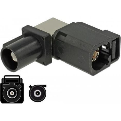 Connecteur FAKRA A 90° Coudé Mâle/Femelle Laiton/Nickel PTFE Noir Pour Systèmes RF Automobiles 1 Pièce (1/2)