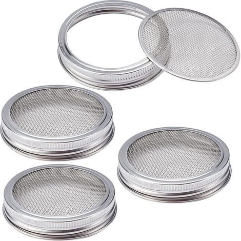 4 Kits de Couvercles en Acier Inoxydable 304 pour Bocaux de Germination – Pour Graines de Luzerne, Salades et Germes (1/5)