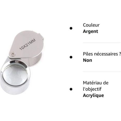 Loupe d'horloger pliable - Unbrand - Grossissement 10x - Dimensions 10x21 mm - Boîtier métallique (1/5)