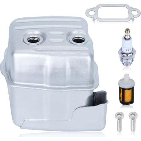Silencieux pour tronçonneuse Stihl MS271 et MS291. Silencieux avec vis Torx. Vis, joint de pot d'échappement, bougie d'allumage, filtre à carburant universel, remplacement 1141 140 0613 (1/5)