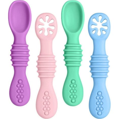 Baby Lernlöffel Silikon 4 Stück, weich & flexibel, BPA-frei, ab 4 Monate (1/5)