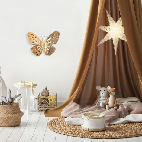 Décoration murale en métal – papillon doré (1/4)