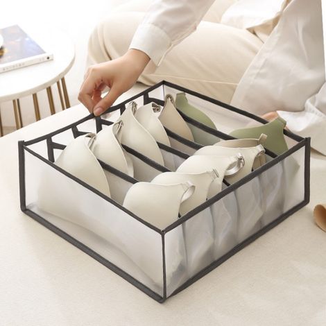 Organizador de armario de 6 compartimentos para ropa interior - gris