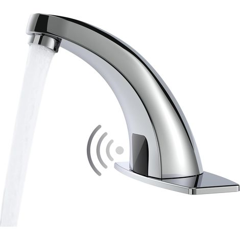Robinet de lavabo Sans Contact, Robinet Automation Greenspring pour Salle de Bain Commerciale, Capteur de Mouvement Mains Libres, Piles et Secteur Alimentaires, Avec Botiere de Commande et Température (1/5)